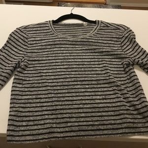 Cropped grey and black striped long sleeve
